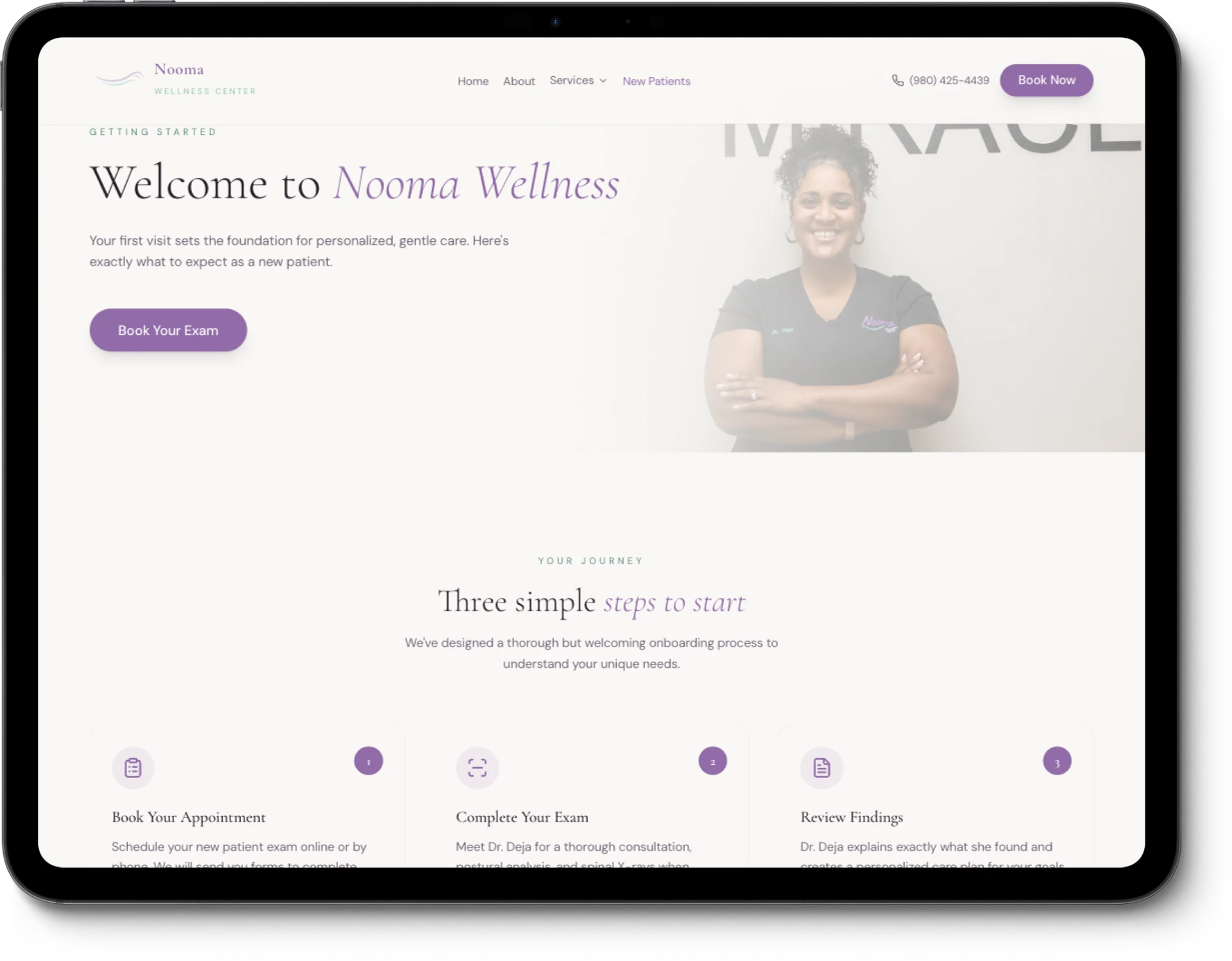 Nooma new patient journey shown on iPad