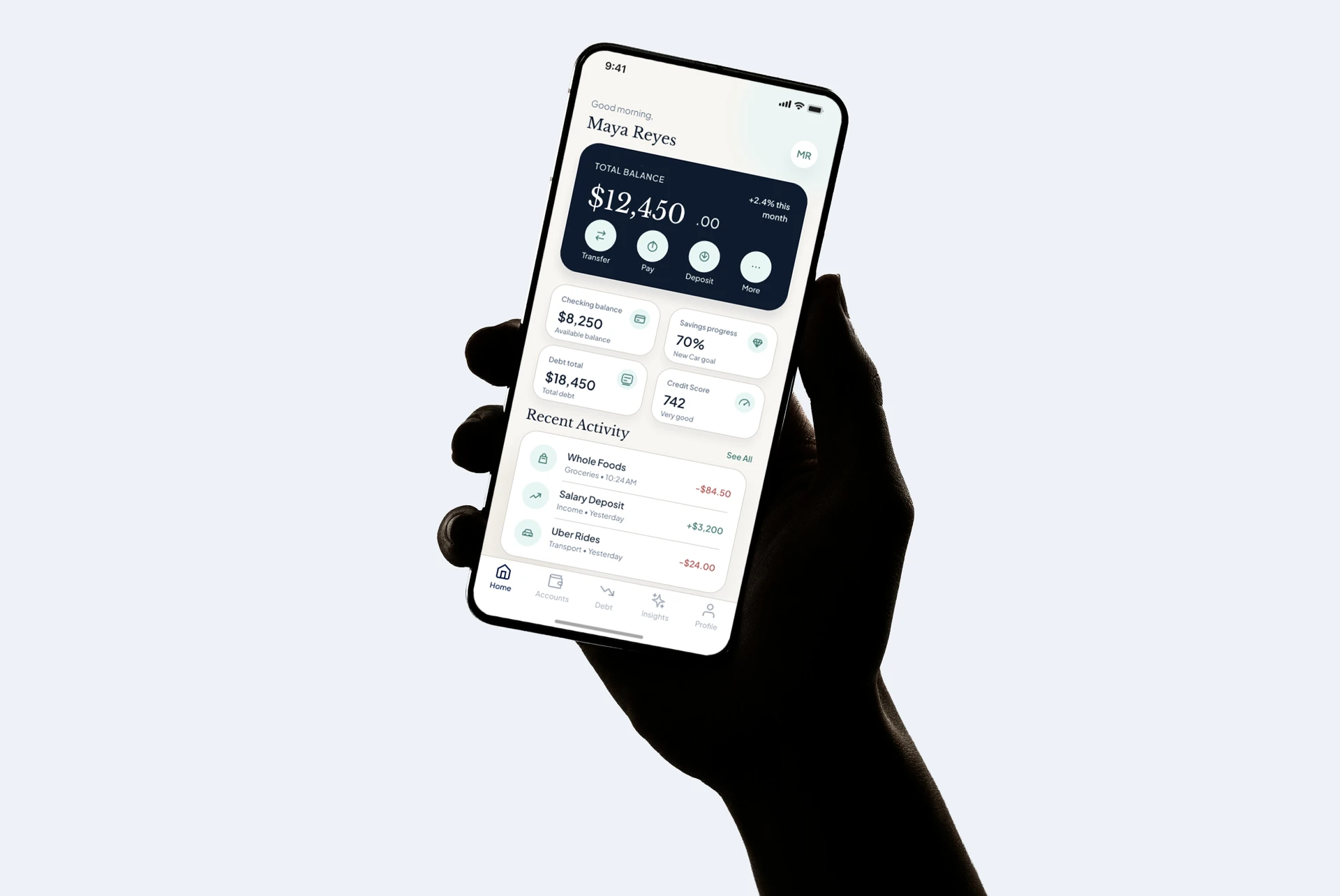 Clarity app on an iPhone held in hand