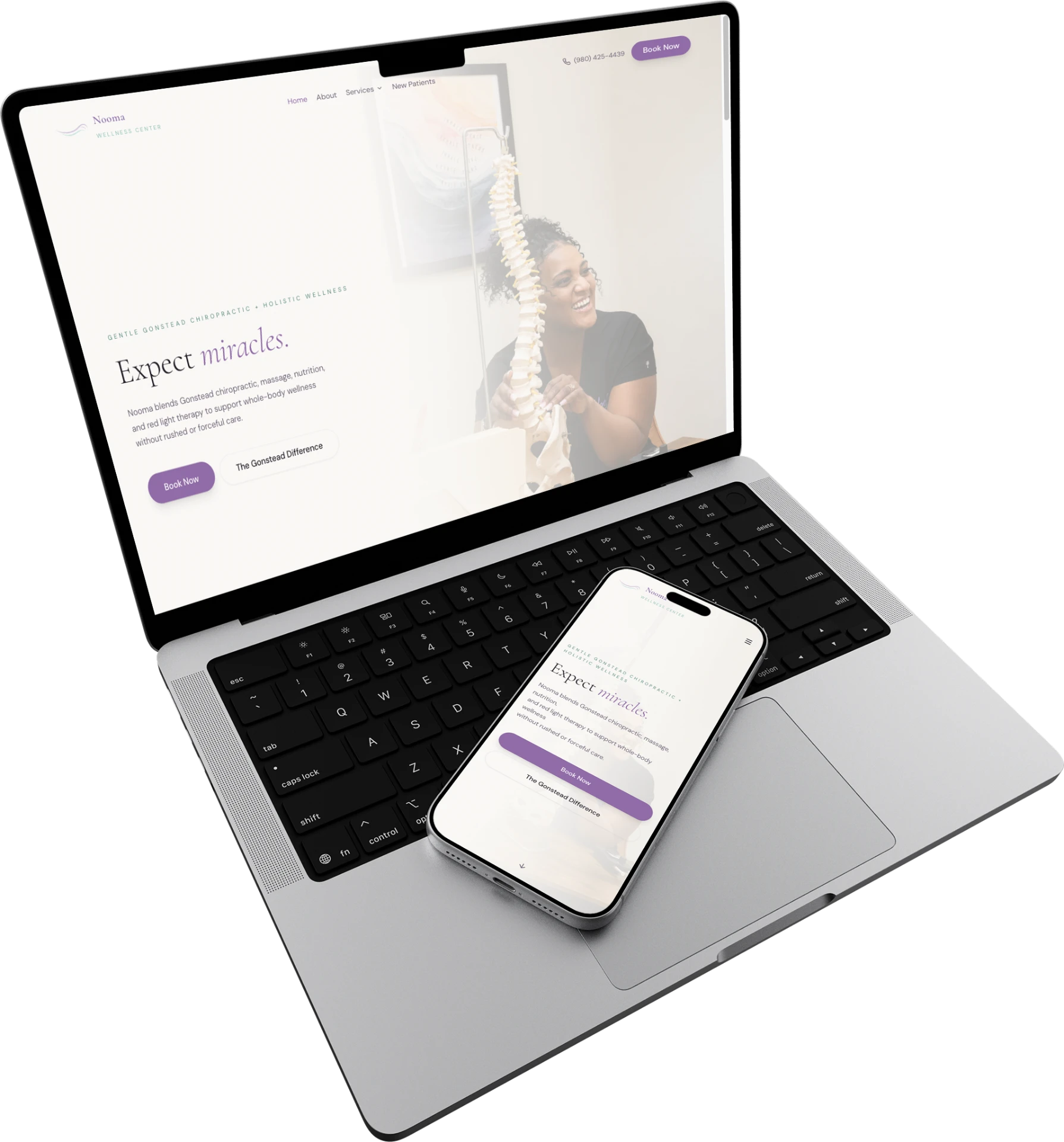 Nooma homepage shown on a MacBook Pro and iPhone