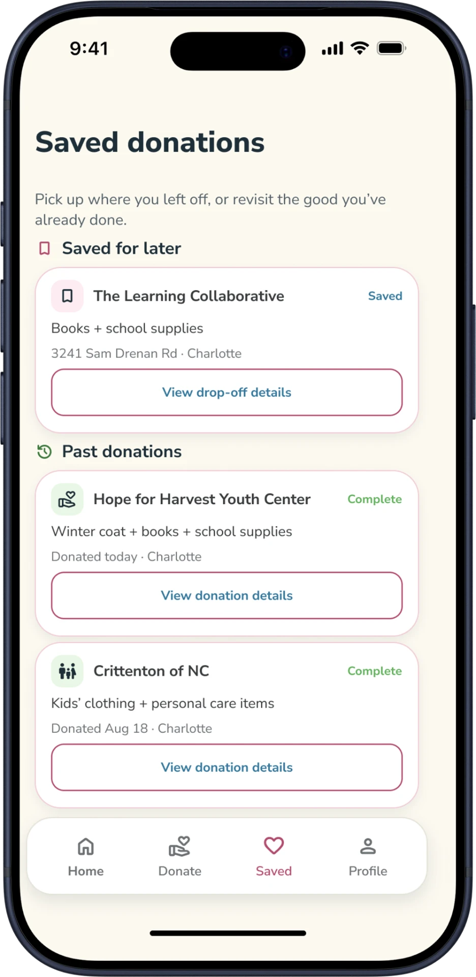 Mobile · 04 Saved donations