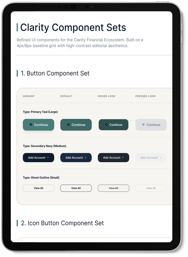 Clarity component sets on a tablet