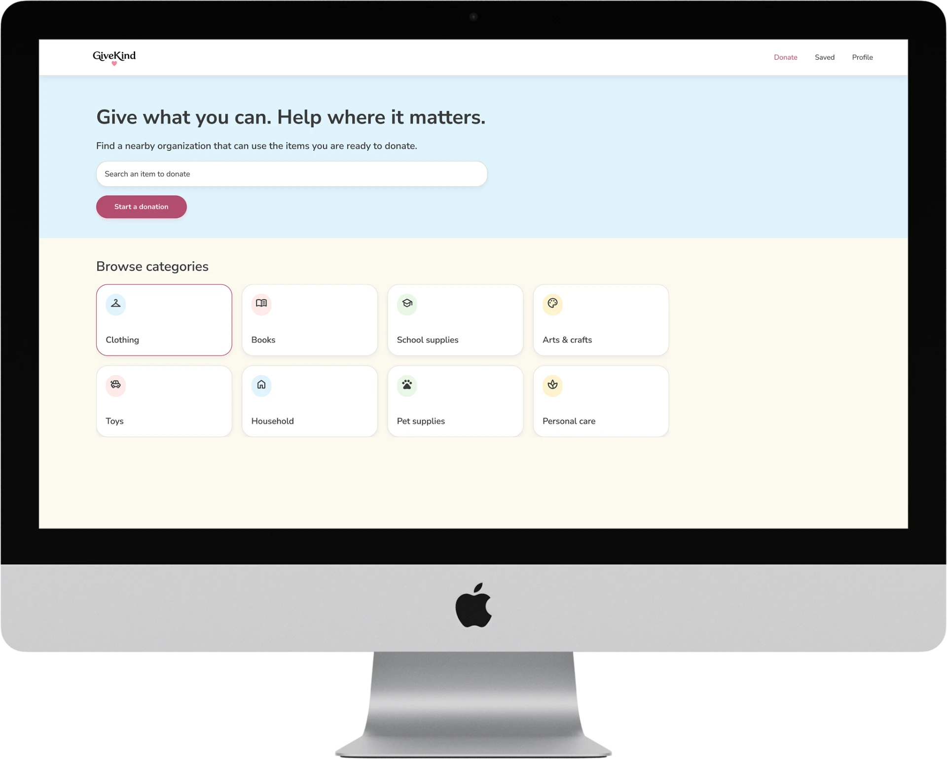 Desktop · Landing page and categories