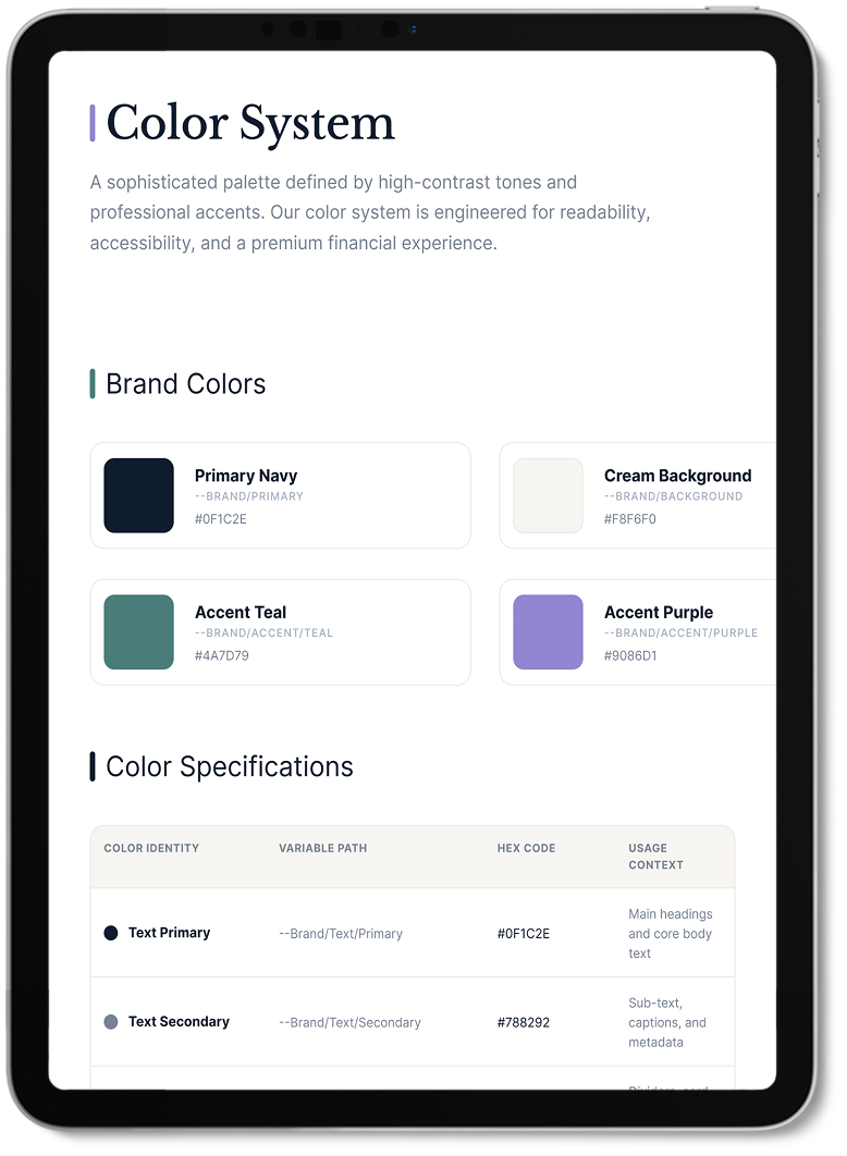 Clarity color system on a tablet