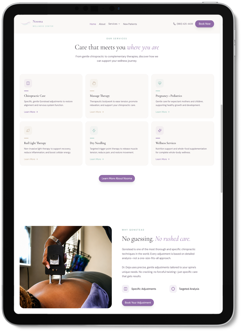 Nooma services overview shown on an iPad