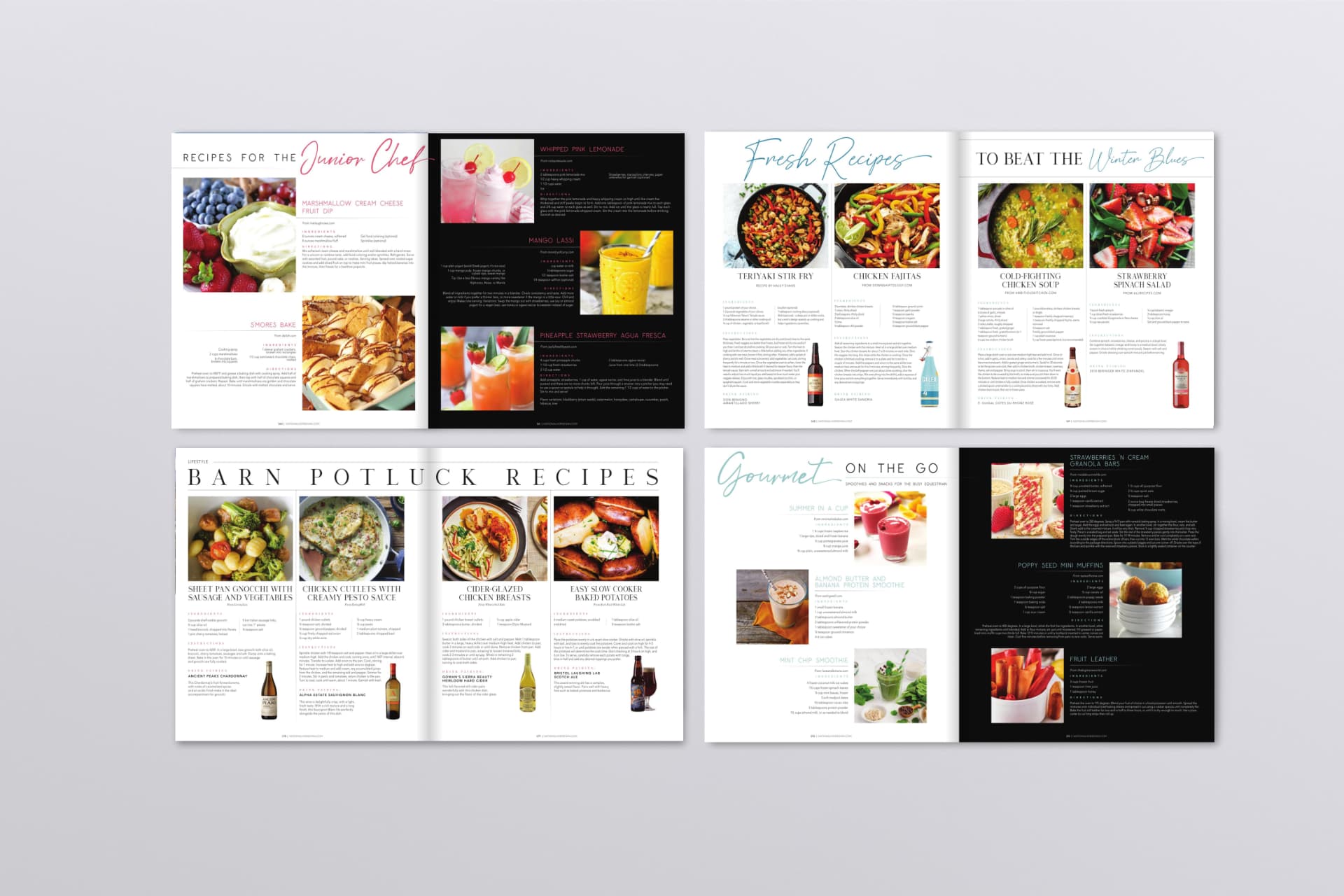 Editorial collection recipe layouts