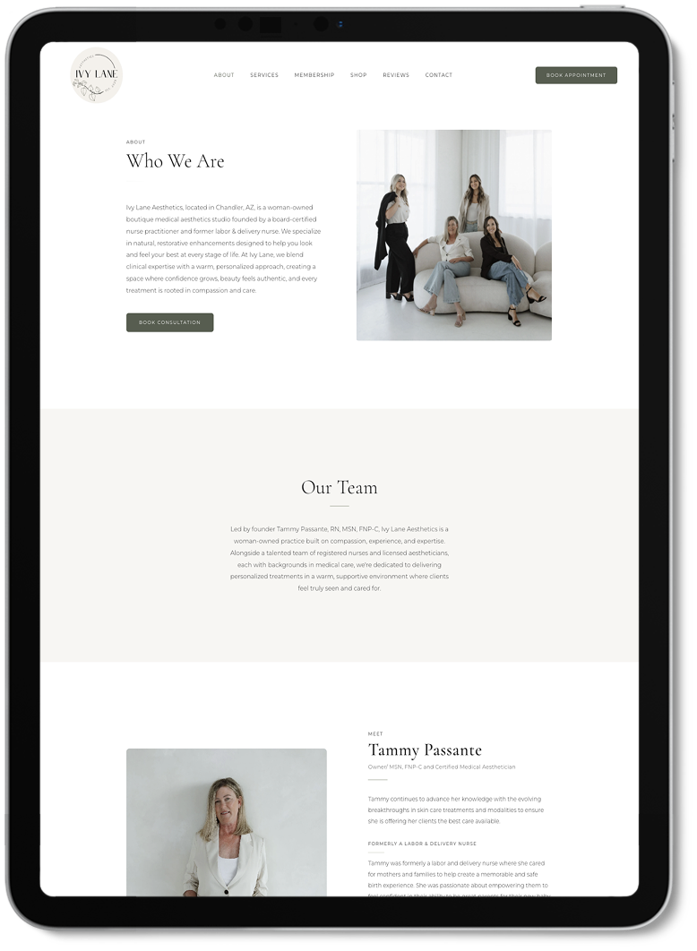 Ivy Lane visual direction shown on an iPad
