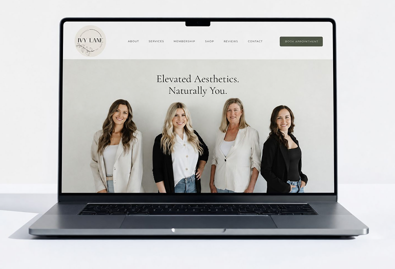 Homepage + Brand — Ivy Lane website mockup